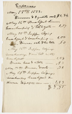 Thumbnail for Edward Hitchcock geological survey expense account, 1833 May