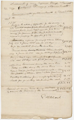 Thumbnail for Edward Hitchcock geological survey expense account, 1830 to 1832 - Image 1