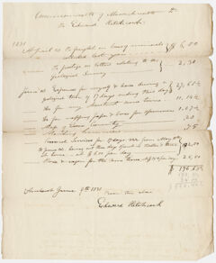 Thumbnail for Edward Hitchcock geological survey expense account, 1831 April to 1831 June