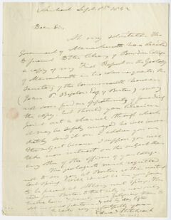 Thumbnail for Edward Hitchcock letter to unidentified geologist at Bowdoin College, 1842 September 8