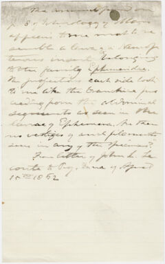 Thumbnail for John L. LeConte excerpt of letter to James Dana, 1862 April 15