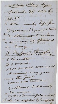 Thumbnail for Edward Hitchcock outline for book on Mary Lyon, 1857 July 17 - Image 1