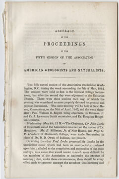Thumbnail for Abstract of the proceedings of the fifth session of the Association of American Geologists and Naturalists - Image 1