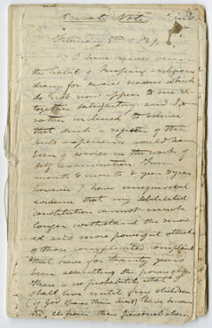 Thumbnail for Edward Hitchcock diary, "Private Notes," 1829 February 8 to 1843 December - Image 1