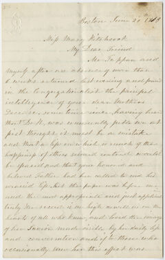 Thumbnail for Hannah Tappan letter to Mary Hitchcock, 1863 June 20 - Image 1