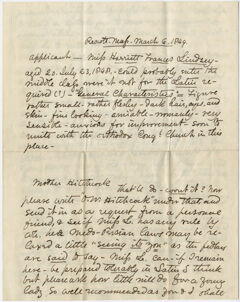 Thumbnail for George Harrison Newhall letter to Orra White Hitchcock, 1849 March 6 - Image 1