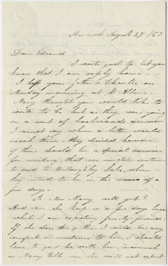 Thumbnail for Orra White Hitchcock letter to Edward Hitchcock, Jr., 1857 August 27 - Image 1
