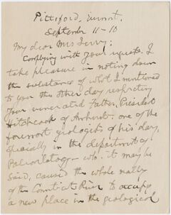 Thumbnail for Simeon Gilbert letter to Emily Hitchcock Terry, 1910 September 11 - Image 1