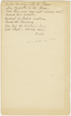 Thumbnail for Transcription of Emily Dickinson's "Endow the living with the tears"