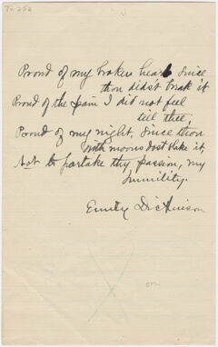 Thumbnail for Transcription of Emily Dickinson's "Proud of my broken heart, since thou dids't break it" - Image 1