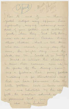 Thumbnail for Transcription of Emily Dickinson letter - Image 1