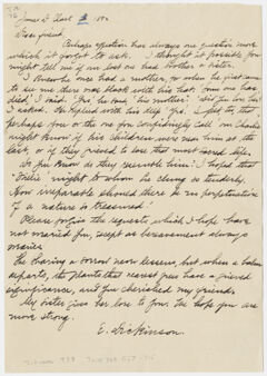 Thumbnail for Transcription of Emily Dickinson letter to James D. Clark