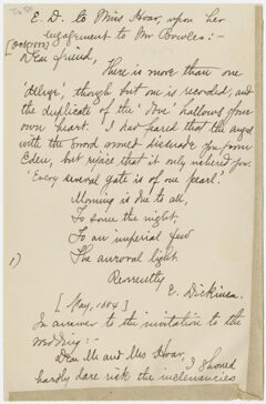 Thumbnail for Transcription of Emily Dickinson letters to Elizabeth Hoar, Mr. and Mrs. Ebenezer Hoar, and Samuel Bowles - Image 1