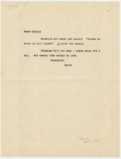 Thumbnail for Transcription of Emily Dickinson letter to Cornelia Sweetser