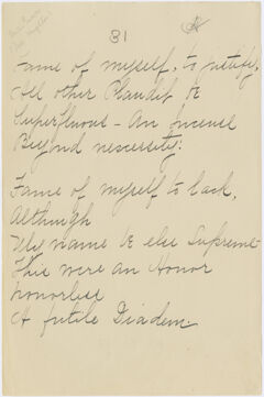 Thumbnail for Transcription of Emily Dickinson's "Fame of myself, to justify" - Image 1