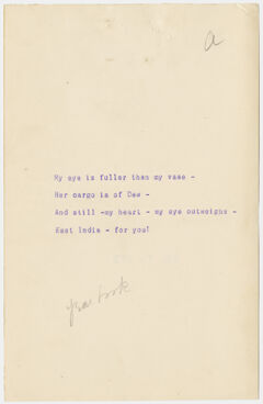 Thumbnail for Transcription of Emily Dickinson's "My eye is fuller than my vase" - Image 1