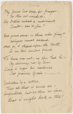 Thumbnail for Transcription of Emily Dickinson's "My friend had come for prayer" - Image 1