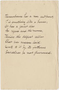 Thumbnail for Transcription of Emily Dickinson's "Remembrance has a rear and front" - Image 1
