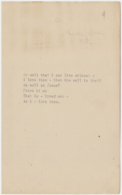 Thumbnail for Transcription of Emily Dickinson's "So well that I can live without" - Image 1