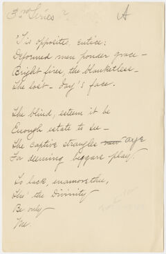 Thumbnail for Transcription of Emily Dickinson's "'Tis opposites entice" - Image 1
