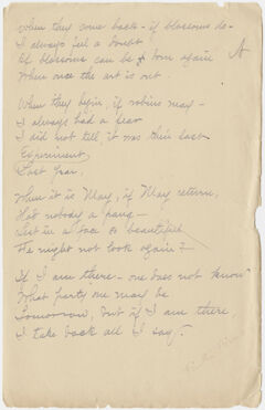 Thumbnail for Transcription of Emily Dickinson's "When they come back - if blossoms do" - Image 1