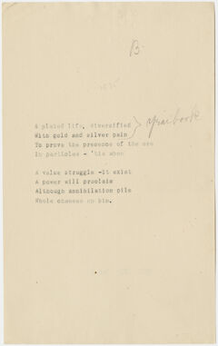 Thumbnail for Transcription of Emily Dickinson's "A plated life, diversified" - Image 1