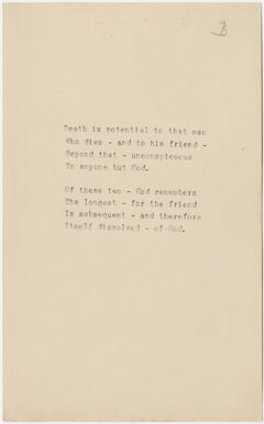 Thumbnail for Transcription of Emily Dickinson's "Death is potential to that man" - Image 1