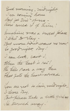 Thumbnail for Transcription of Emily Dickinson's "Good morning, midnight" - Image 1