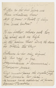 Thumbnail for Transcription of Emily Dickinson's "Fitter for the feet before us" - Image 1