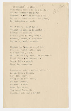 Thumbnail for Transcription of Emily Dickinson's "I am ashamed - I hide" - Image 1