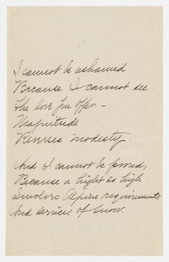 Thumbnail for Transcription of Emily Dickinson's "I cannot be ashamed" - Image 1