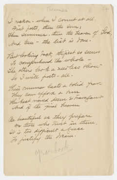 Thumbnail for Transcription of Emily Dickinson's "I reckon - when I count at all" - Image 1