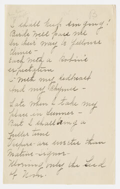 Thumbnail for Transcription of Emily Dickinson's "I shall keep singing!" - Image 1