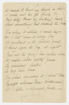 Thumbnail for Transcription of Emily Dickinson's "It ceased to hurt me, though so slow" - Image 1