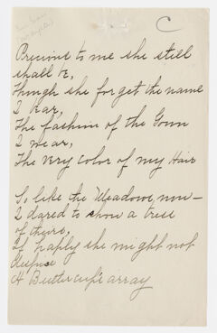 Thumbnail for Transcription of Emily Dickinson's "Precious to me she still shall be" - Image 1