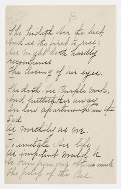 Thumbnail for Transcription of Emily Dickinson's "She hideth her the last" - Image 1