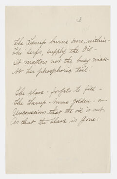 Thumbnail for Transcription of Emily Dickinson's "The lamp burns sure, within" - Image 1