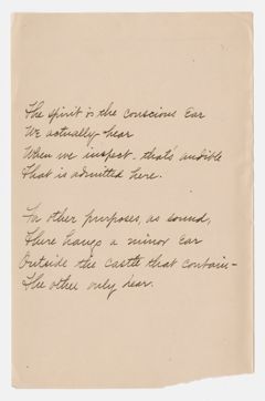 Thumbnail for Transcription of Emily Dickinson's "The spirit is the conscious ear" - Image 1