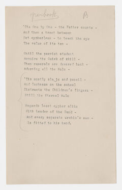 Thumbnail for Transcription of Emily Dickinson's "'Tis one by one - the father counts" - Image 1