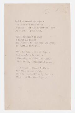 Thumbnail for Transcription of Emily Dickinson's "Had I presumed to hope -" - Image 1