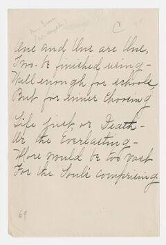 Thumbnail for Transcription of Emily Dickinson's "One and one are one" - Image 1