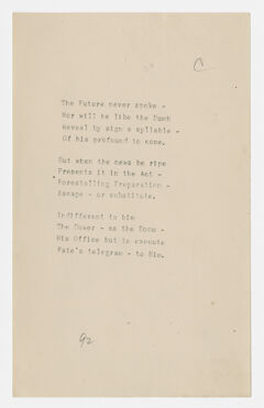 Thumbnail for Transcription of Emily Dickinson's "The future never spoke" - Image 1