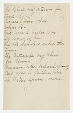 Thumbnail for Transcription of Emily Dickinson's = "The Robin's my criterion for tune" - Image 1