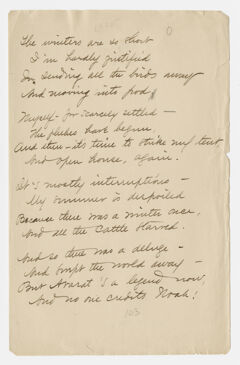 Thumbnail for Transcription of Emily Dickinson's "The winters are so short" - Image 1
