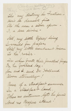 Thumbnail for Transcription of Emily Dickinson's "Tho' my destiny be fustian" - Image 1