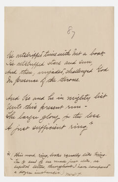 Thumbnail for Transcription of Emily Dickinson's "He outstripped time with but a bout" - Image 1