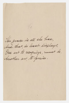 Thumbnail for Transcription of Emily Dickinson's "Her grace is all she has" - Image 1