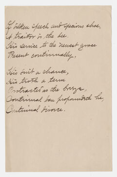 Thumbnail for Transcription of Emily Dickinson's "Of silken speech and specious shoe" - Image 1
