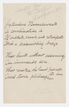 Thumbnail for Transcription of Emily Dickinson's "September's baccalaureate" - Image 1