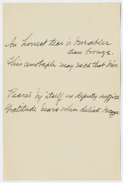 Thumbnail for Transcription of Emily Dickinson's "An honest tear is durabler than bronze" - Image 1